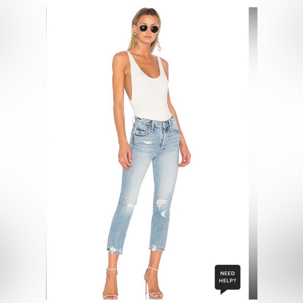 Mother The Tomcat Confession wash high waist cropped distressed jeans sz 24